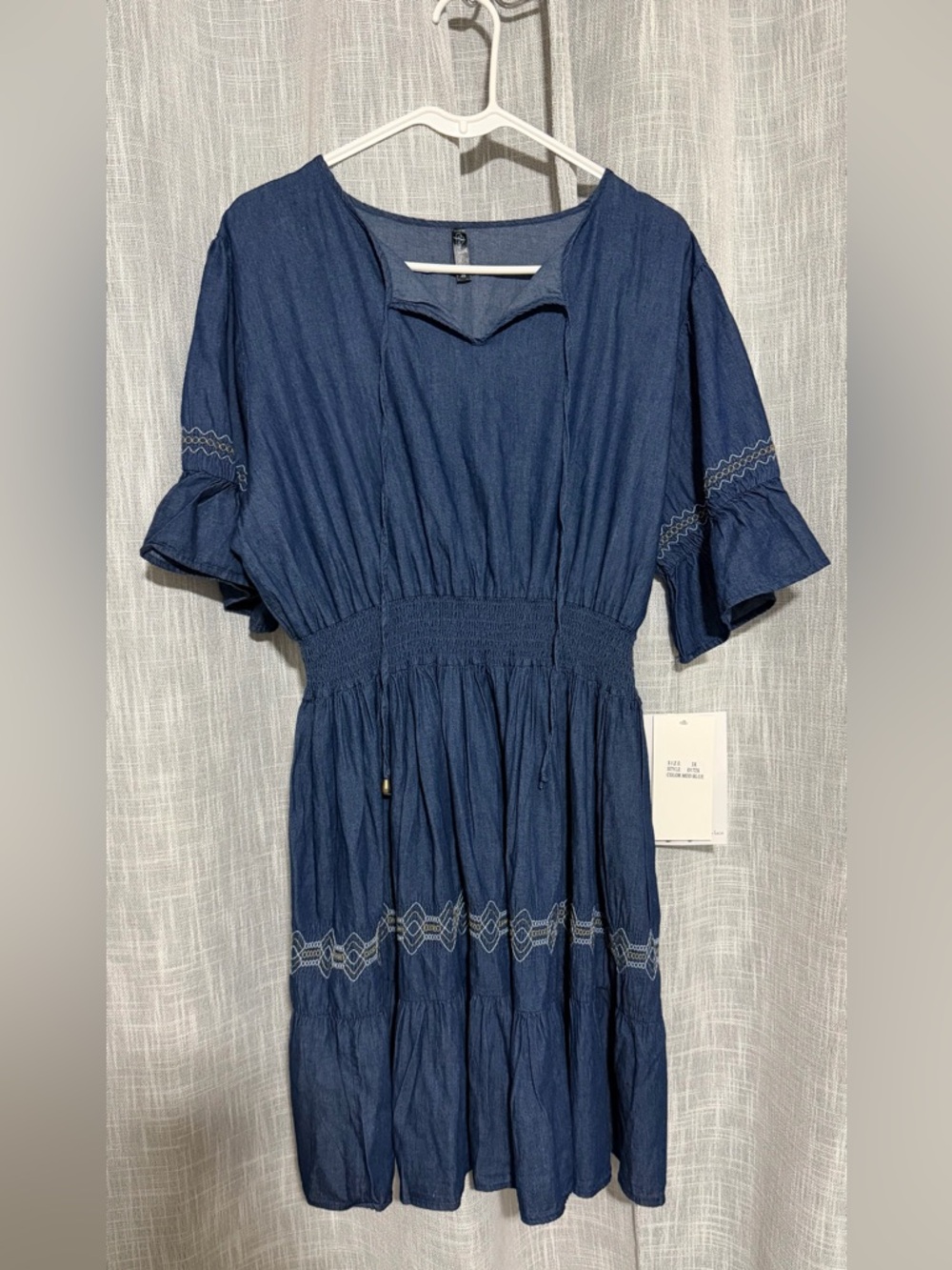 Women’s blue denim short sleeve BoHo dress with ruffle size 3X NWT Indigo & Lace
